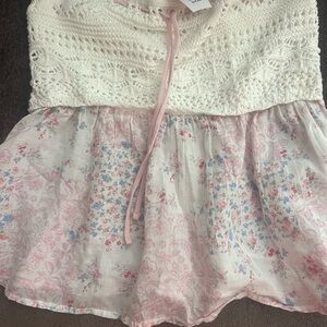 Hollister Floral Pink and Cream easy crochet top
